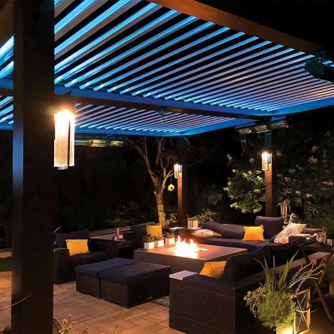 Double Aluminum Louvers Aluminum Patio Pergola Louvered Flip Sun Shade Pavilion 4