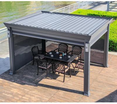 China 10x10 10x12 Villa Garden Leisure Shade Aluminium Pergola With Louvered Roof for sale
