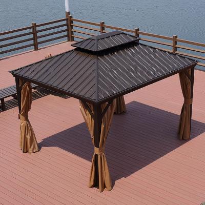China 10x10ft Outdoor Hardtop Gazebo Polycarbonate Double-Roof Canopy  Aluminum Gazebo for sale