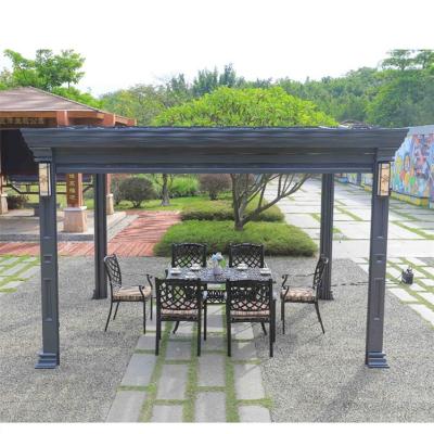 China Faux Wood Grain Aluminum Patio Pergola Forest Garden Landscape Pavilion With Canopy for sale
