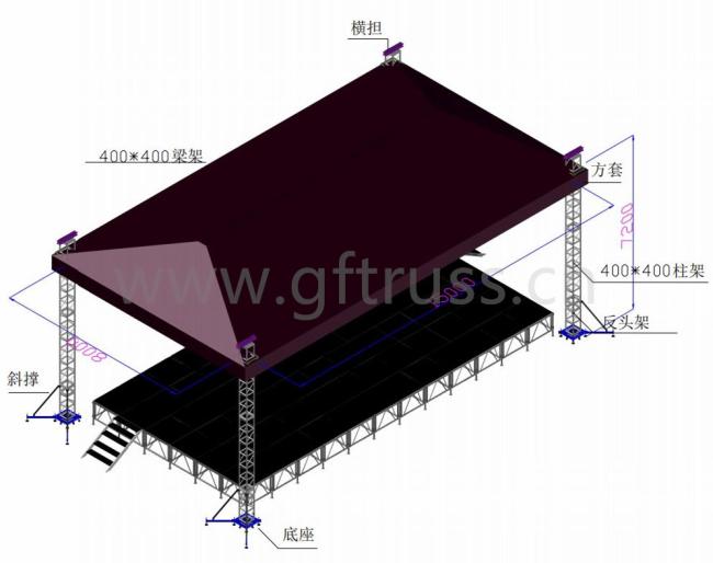 Aluminum 15x8m meter lighting truss stand structure