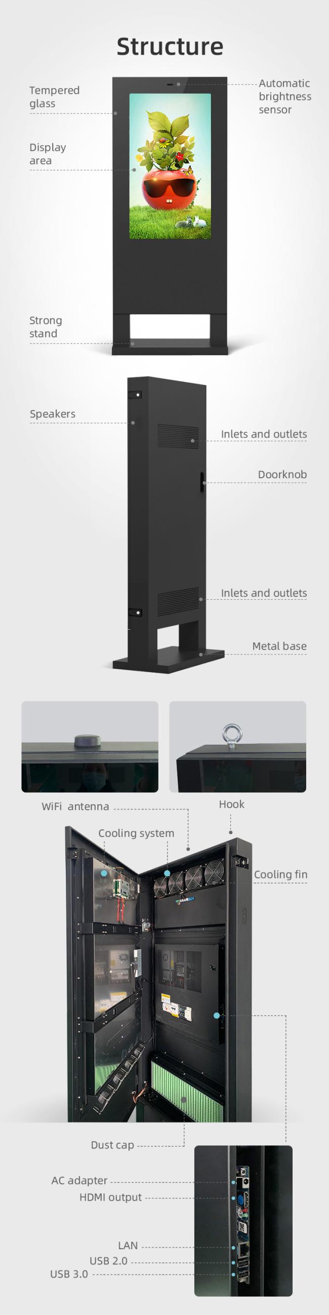 4K HD floor standing lcd digital signage billboard outdoor advertising screen