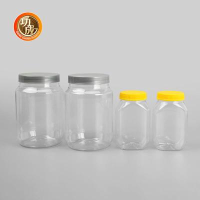 China Large Transparent Plastic Jam Bottle Candy Plastic Screw Top Containers for sale