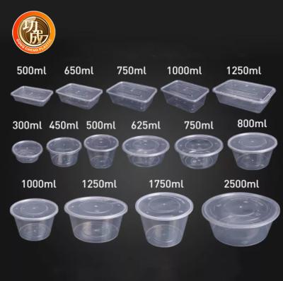 China Square Round Food Packaging Containers 450ml 500ml Disposable Food Packaging Tray for sale