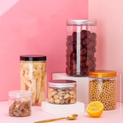 China Empty Clear 500ml Wide Mouth Food Plastic Jars With Screw Lids for sale
