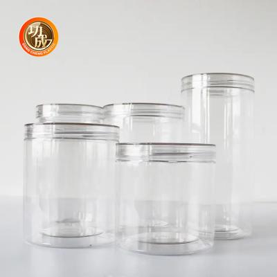 China 1L Large Round Bottom Pet Plastic Jars With Lids Transparent for sale