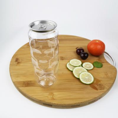 China 500ml Empty Clear PET Containers Jars With Easy Pull Cover Cold Pressed Juices for sale