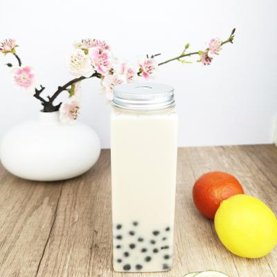 Chine 500ml BRA-Free Screw Cap Jars, Flat Square Shape, Clear Plastic Containers with Caps, Juice Bottles for Tea, Milk, Juic à vendre