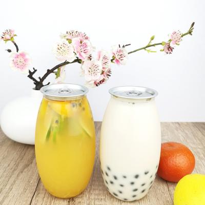 China 0.5 Liter Easy Open Cans Clear Plastic Container Bottles Tea Milk Cold Pressed Juices for sale