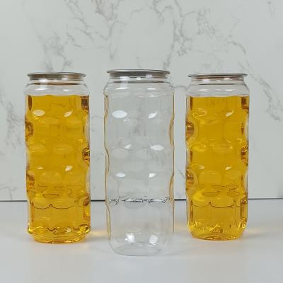 China Homemade Beverages Milk Tea 500ml Clear Plastic Jars with Easy Pull Cover for sale