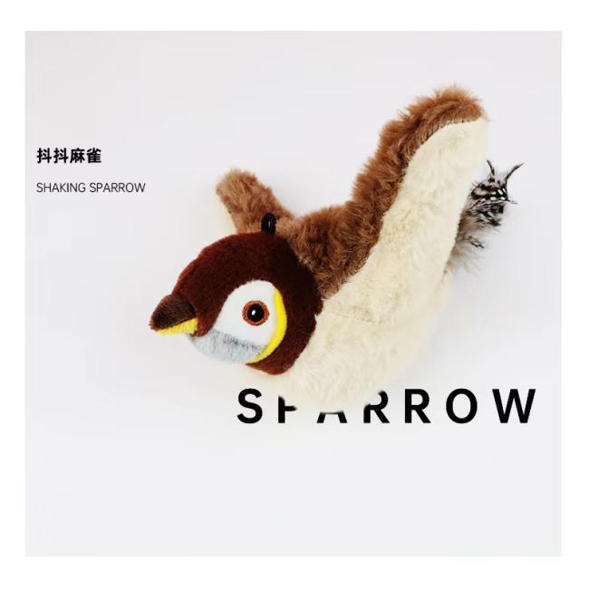 Smart Electric Rechargeable Plush Flapping Bird Toy Touch Activated Sparrow Chirp Tweet Pet Interactive Movement Toy Dogs Cats