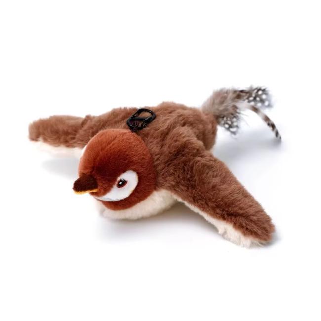 Smart Electric Rechargeable Plush Flapping Bird Toy Touch Activated Sparrow Chirp Tweet Pet Interactive Movement Toy Dogs Cats