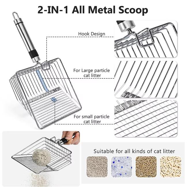Stainless Steel Cat Litter Box XL Enclosed Cat Toilet with Lid High Sided Anti-Urine Leakage Non-Stick Bottom&Metal Scoop OEM