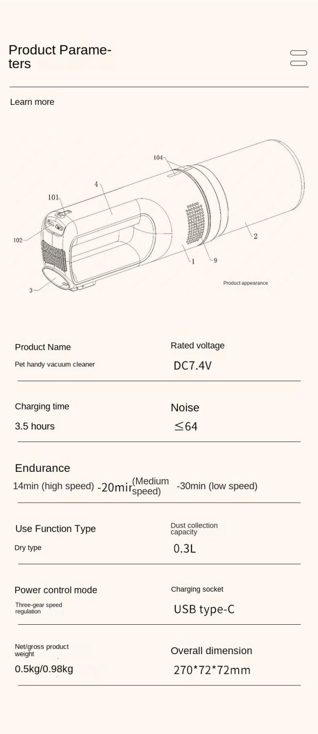 Vacuum Cleaner Cheap Pet Handy Vacuum Cleaner, Pet Hair Brush Factory Price 5 in 1 Cordless Handheld Vacuum Cleaner