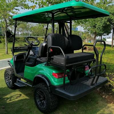 China OEM ODM 4 Wheel Disc Brake Off Road Wheel High Chassis Mini Electric Golf Carts 10 Inch IP66 Display 4 Seater Golf Cart for sale