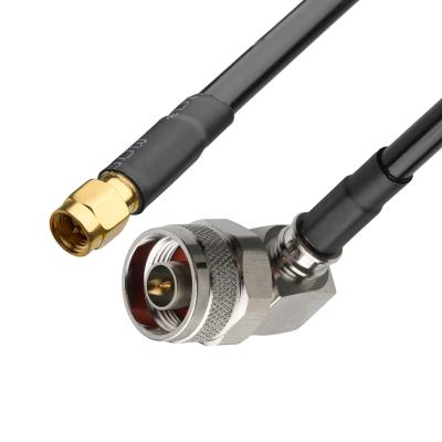 China Lmr-240 Low Loss Rf Cable Black Sma Male Straight Plug To N Male Plug Right Angle Plug for sale