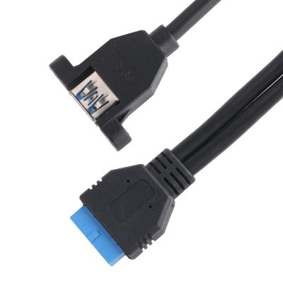 China USB 3.0 Panel frontal placa base 19/20 Pin Cable a USB Adaptador de separación femenino Conector de extensión en venta