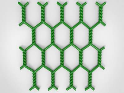 A piece of triple twisted PVC coated gabion on the gray background.