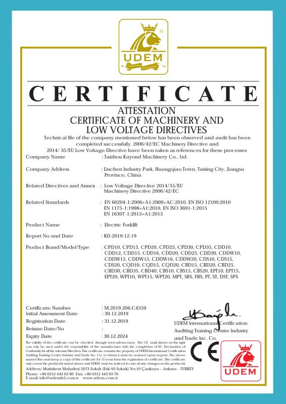 CE - Taizhou Kayond Machinery Co.,Ltd