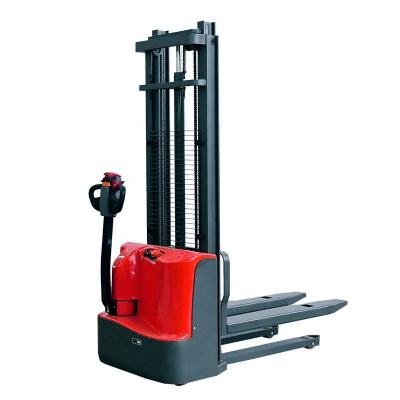 China 1 Ton Full Electric Pallet Stacker 680mm Warehouse Fork Over for sale