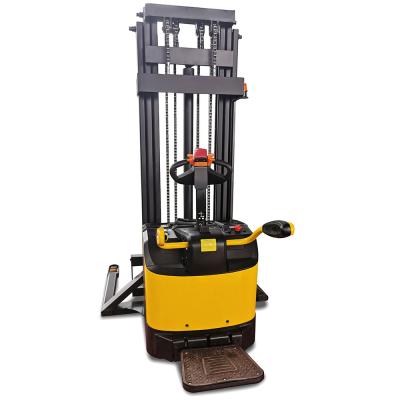 China Rider Straddle 1500kg 3310lb Double Deck Electric Pallet Stacker for sale