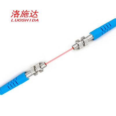 China 10-30V 3 Wire Metal Proximity Sensor M4 Small Visible Light 660nm Through Beam Mode for sale