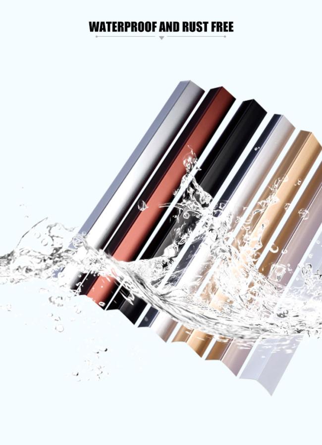 Various stainless steel trim profiles and colors