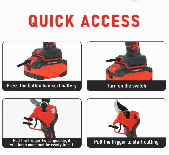 Multiple angle view of cordless pruning tool