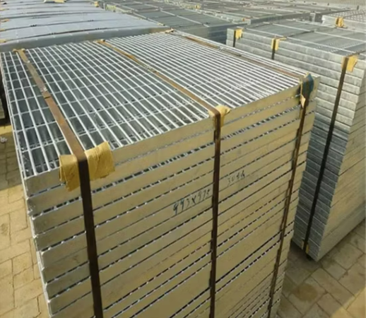 Steel bar grating structural details and cross-section view