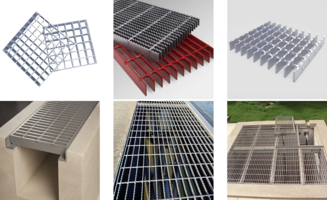 Steel Bar Grating product illustration showing industrial grating structure and installation