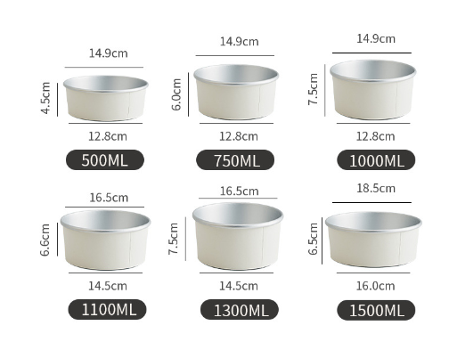 Disposable aluminum foil paper bowls with gold foil printing