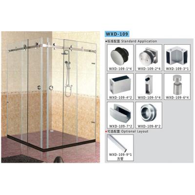 China Bathroom Sliding Door System 109, Stainless Steel 304, Satin MIrror,  glass sliding door for sale
