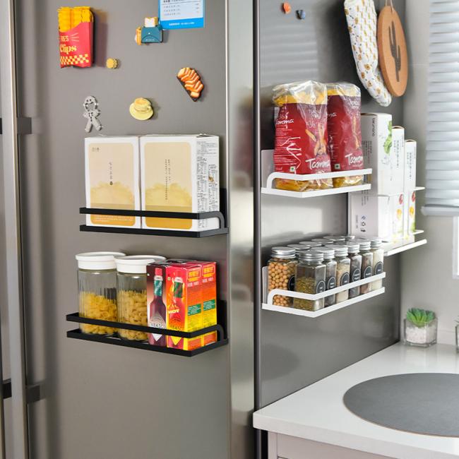 Black Metal Moveable Fridge Magnetic Spice Racks