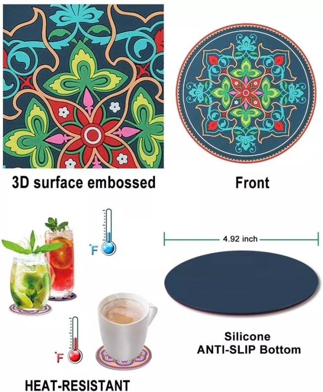 New design bulk non slip color fruit shaped silicone rubber cup mat pvc coffee drink coaster