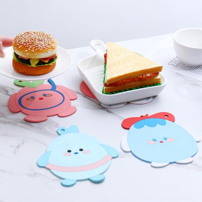 New design bulk non slip color fruit shaped silicone rubber cup mat pvc coffee drink coaster