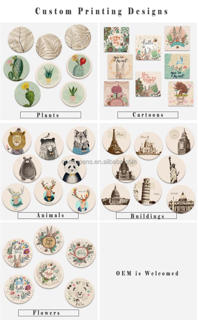 UV printing absorb water diatomite drink coaster quick drying diatomaceous earth cup mat stone coaster