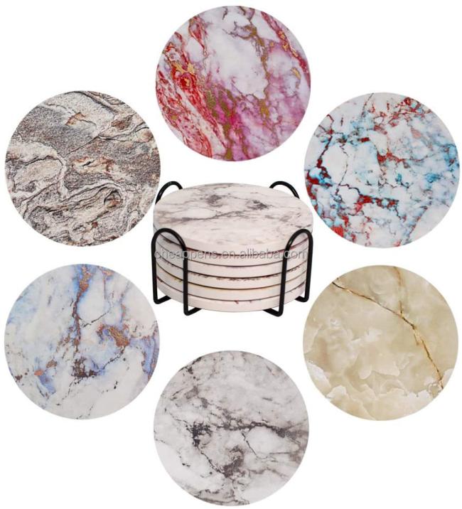 UV printing absorb water diatomite drink coaster quick drying diatomaceous earth cup mat stone coaster