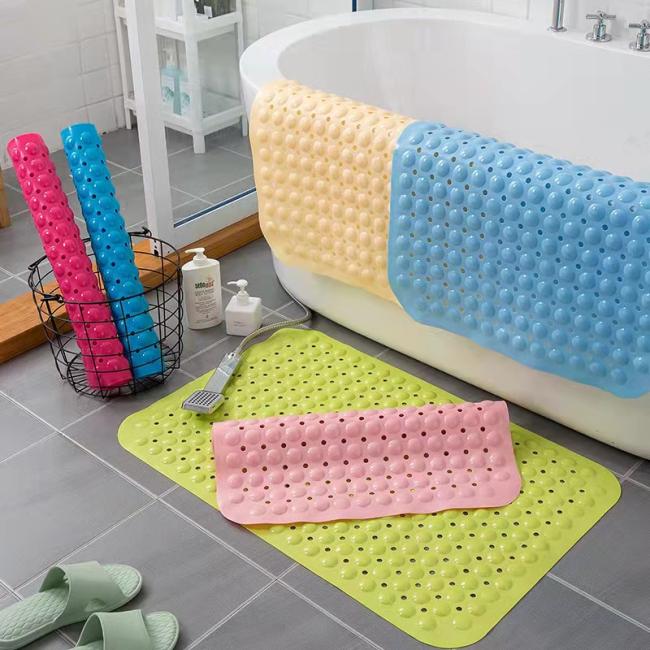 Extra Long Baby Silicone Bath Tub Mat Custom Drain Holes Shower Mats Rugs for Bathroom Non Slip Bath Mats Modern