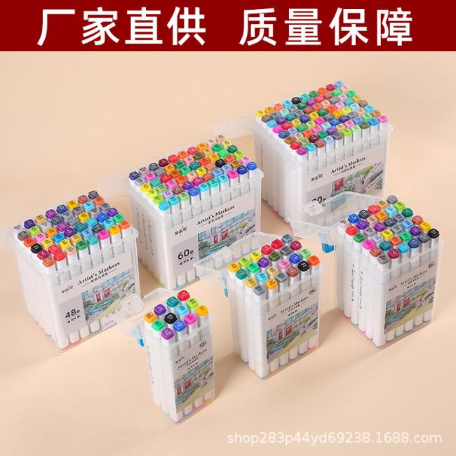 Set 48colors Marker pens wholesaler dual tips marker pen for DIY Painting marker pens with high quality PP Bags