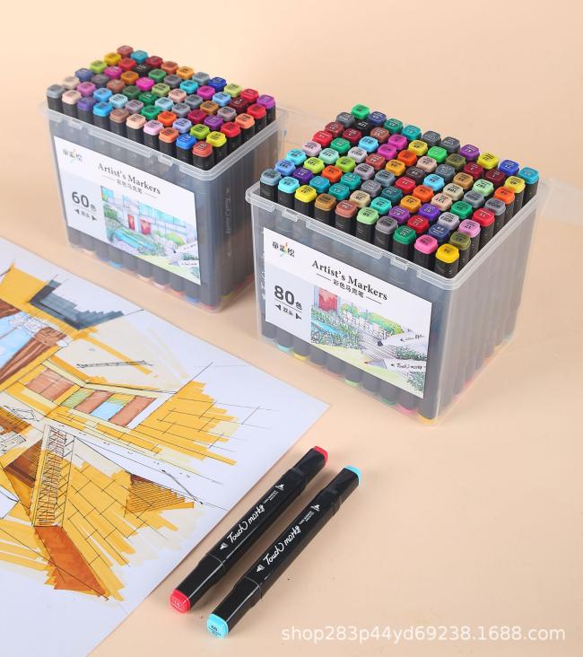 Set 48colors Marker pens wholesaler dual tips marker pen for DIY Painting marker pens with high quality PP Bags