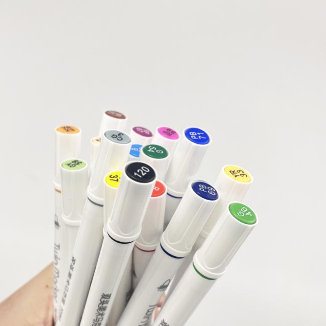 Custom Twin Marker 5mm Oblique Head 1mm Round Head Quick Drying Alcohol Permanent Dual Tip Marker Pen Set