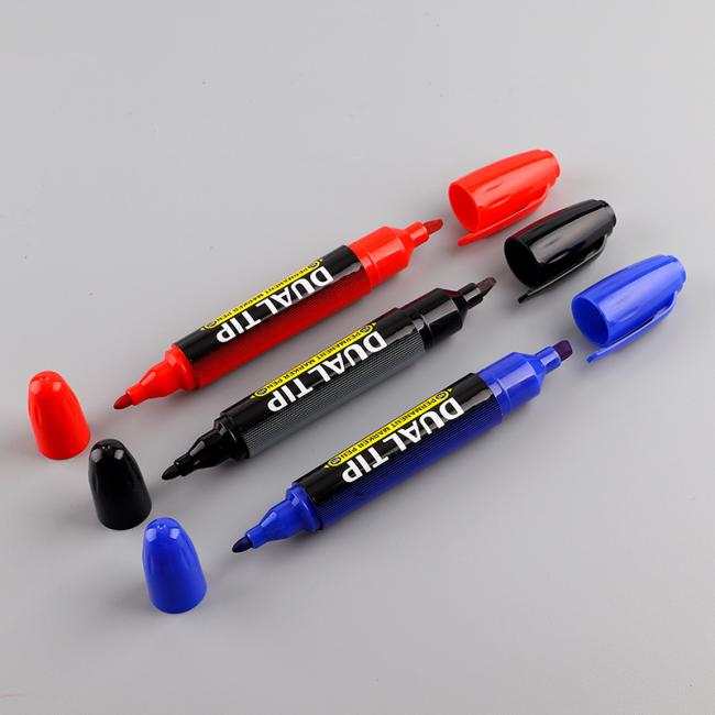 Custom Twin Marker 5mm Oblique Head 1mm Round Head Quick Drying Alcohol Permanent Dual Tip Marker Pen Set