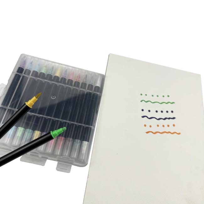24 Colors Acrylic Paint Marker Pens Custom Dual Tip Pens With Medium Tip and Brush Tip