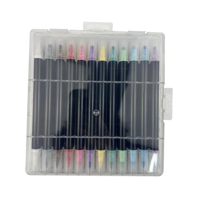 24 Colors Acrylic Paint Marker Pens Custom Dual Tip Pens With Medium Tip and Brush Tip
