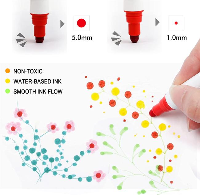 24 Colors Acrylic Paint Marker Pens Custom Dual Tip Pens With Medium Tip and Brush Tip
