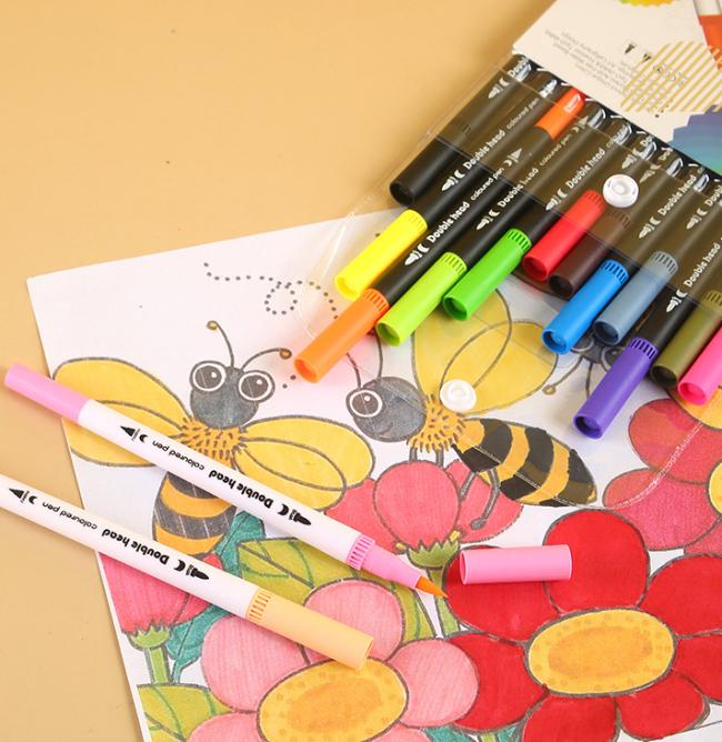 Dual Tip Brush Pens Art Watercolor Drawing Markers Fine Dual Tips Colored Pen with Custom Logo