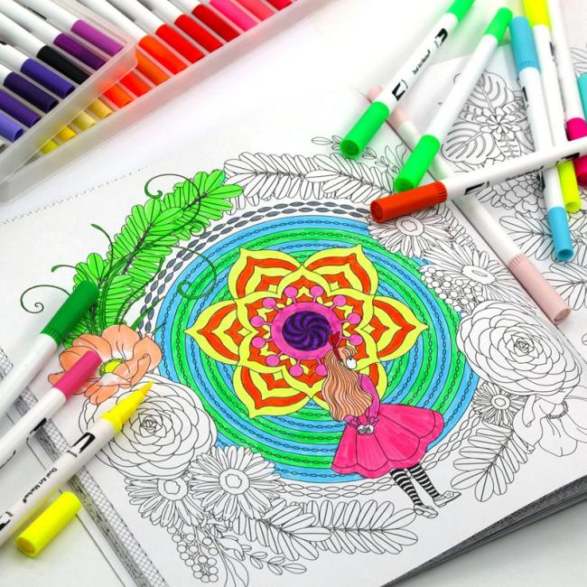 Dual Tip Brush Pens Art Watercolor Drawing Markers Fine Dual Tips Colored Pen with Custom Logo
