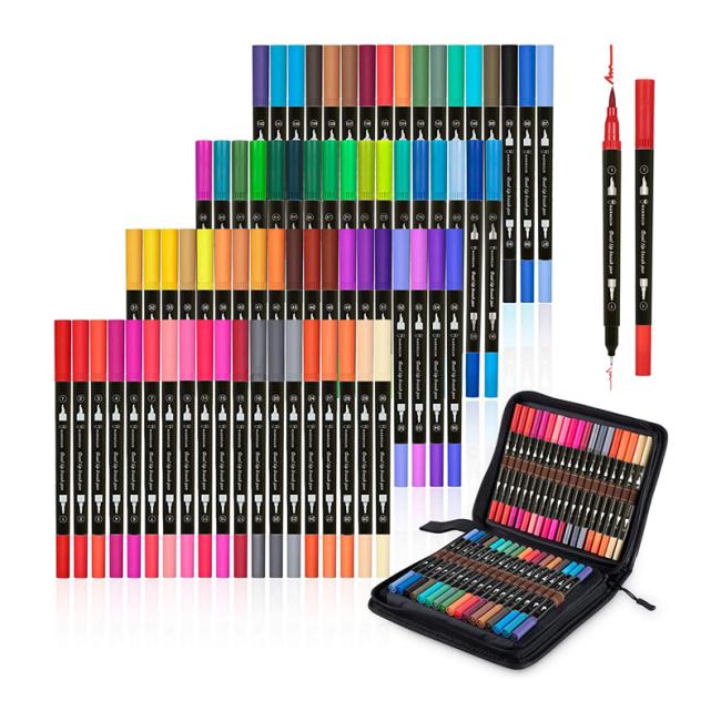Dual Tip Brush Pens Art Watercolor Drawing Markers Fine Dual Tips Colored Pen with Custom Logo