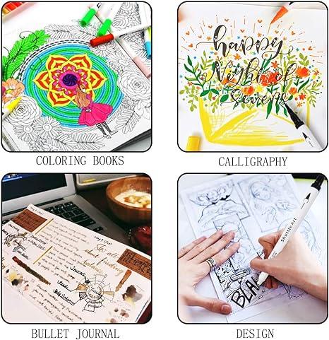 Watercolor Marker Pen Set Custom Dual Head Water Based Drawing Soft Brush Fineline Tip Colored Pen
