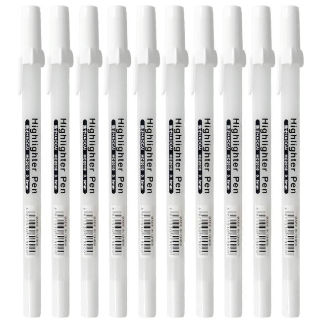 0.8mm White highlighter Pen watercolor lettering gel pen for FineLine/Highlight/Sketch/Animation